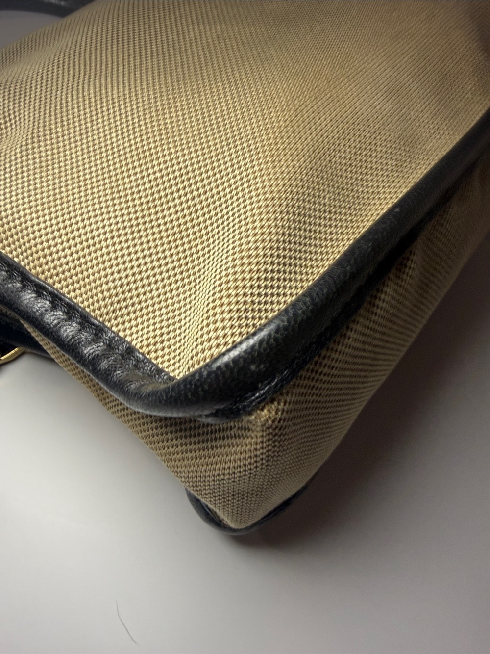 Chloé Canvas & Black Leather Satchel Crossbody Bag Gold Hardware - Picture 9 of 13